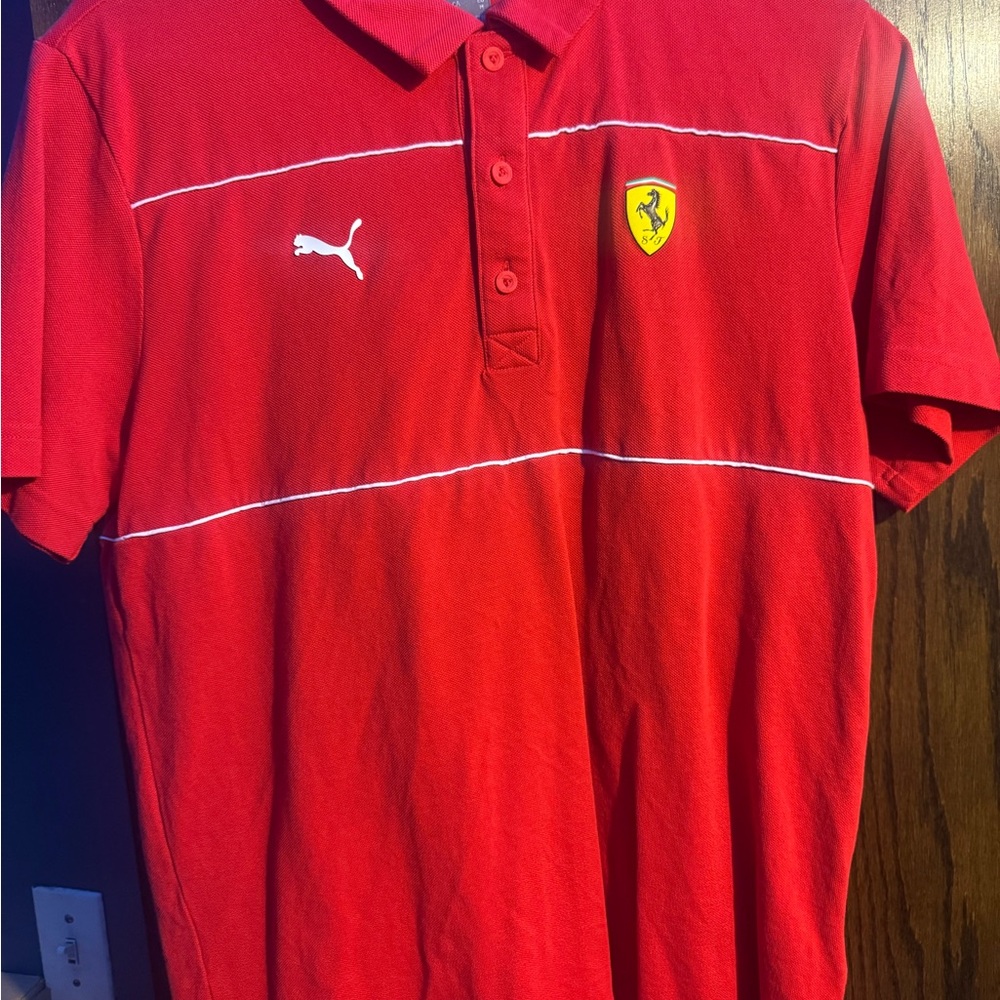 Puma Red Polo Shirt with Ferrari Logo